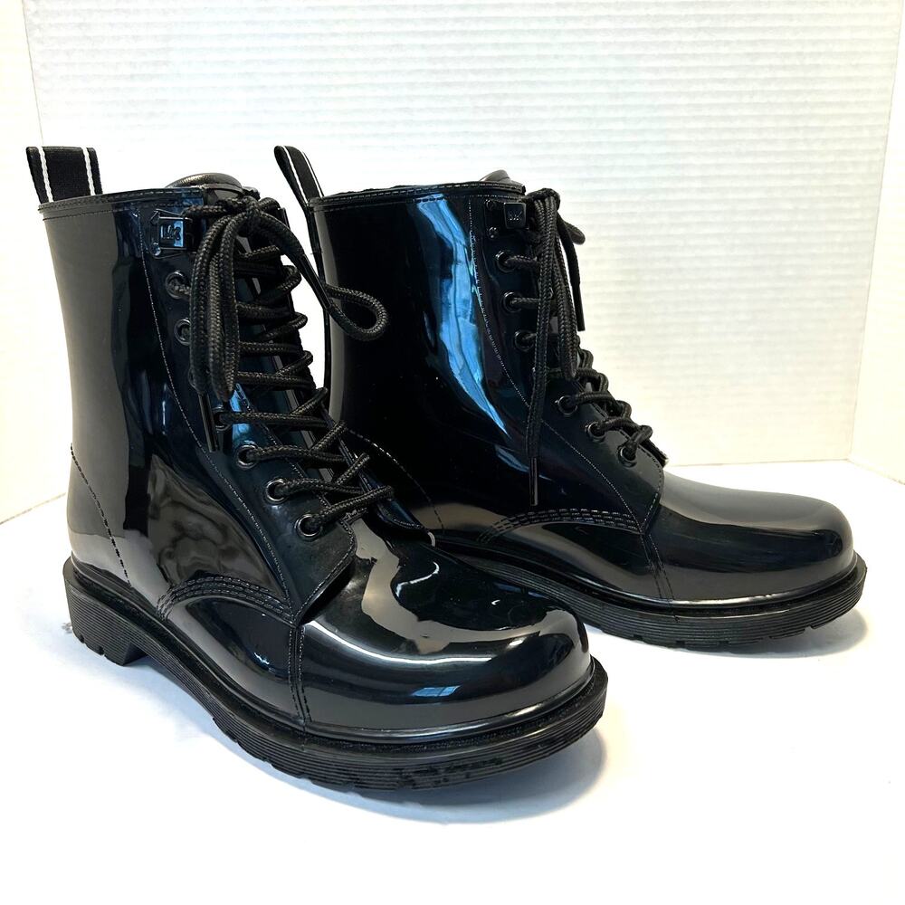 Michael Michael Kors Tavie Lace Up Rubber Rain Bootie NIB Women's Size‎ 7